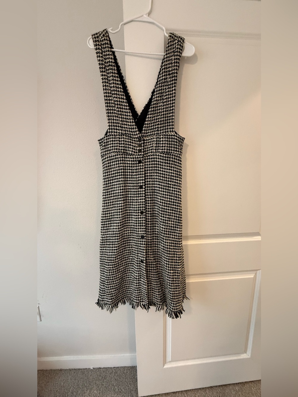 Ara Black and White Houndstooth Button-Front Mini Dress